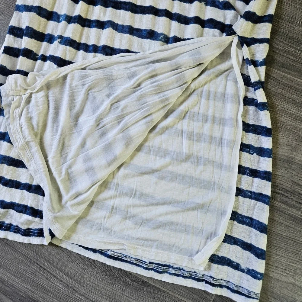 Lauren Ralph Lauren Navy White Striped Linen Maxi Dress Womens Medium Sundress - Picture 6 of 10